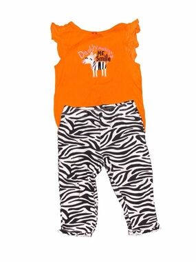 Carter’s 18M Baby Girl Zebra Outfit Set Orange “Daddy Makes Me Smile”